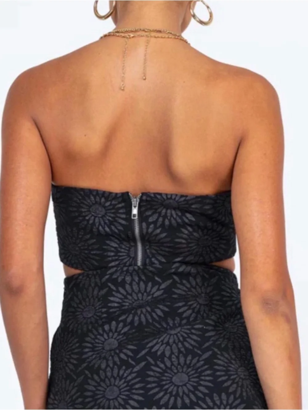 Princess Polly Black Floral Strapless Cutout Mini Dress